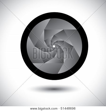 Abstract Black & White Camera Shutter With Blades - Vector Background