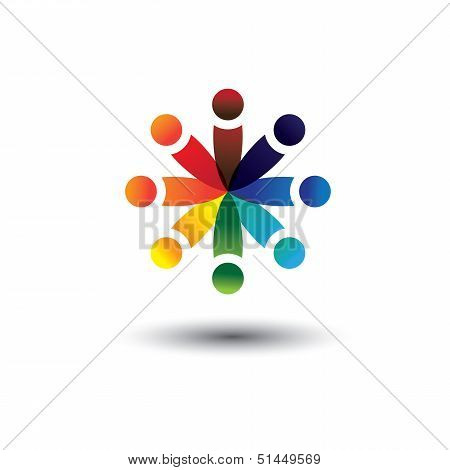 Concept Vector Of Colorful School Kids Playing In Circle