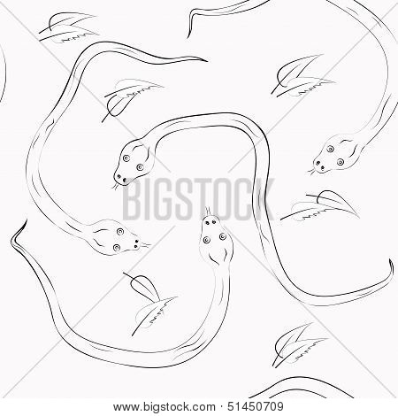 Calligraphy Vector Background With Serpents.