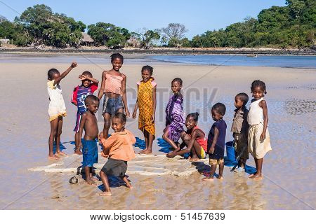 Malagasy Children On The Beach