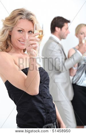 Woman drinking champagne
