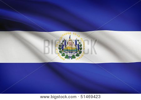 Series Of Ruffled Flags. Republic Of El Salvador.