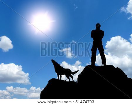 Man And A Wolf