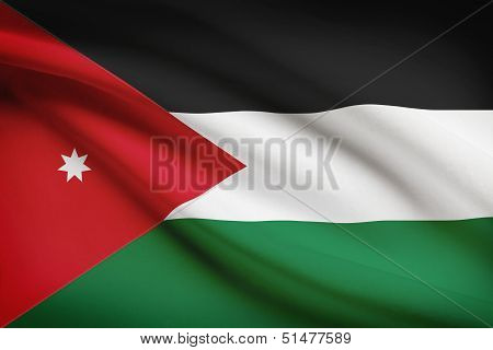 Series Of Ruffled Flags. Hashemite Kingdom Of Jordan.