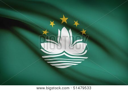 Series Of Ruffled Flags. Macao Special Administrative Region Of The People's Republic Of China.