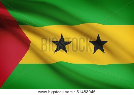 Series Of Ruffled Flags. Democratic Republic Of Sao Tome And Principe.