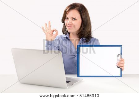 Businesswoman Is Sitting In Front Of A Laptop