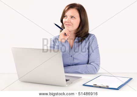 Businesswoman Is Sitting In Front Of A Laptop