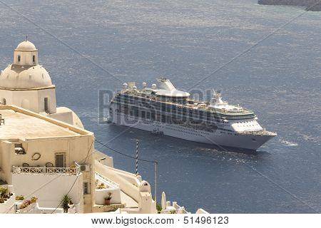 Tourist Vessels About Santorini's Island