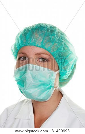 surgeon with surgical mask and cap. doctor ready for surgery