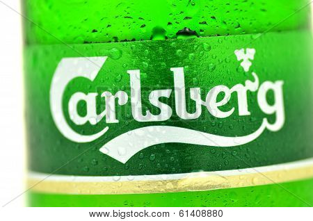 Carlsberg beer isolated on white background