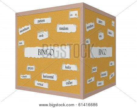 Bingo 3D Cube Corkboard Word Concept