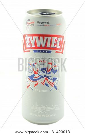 Zywiec beer isolated on white background
