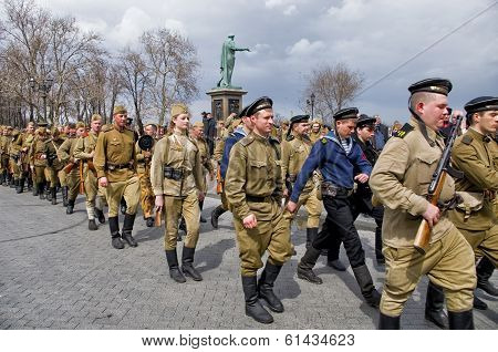 Odessa, Ukraine - April 10: Fragment Reconstruction Of Combat Events In 1944 Liberation Of Odessa In