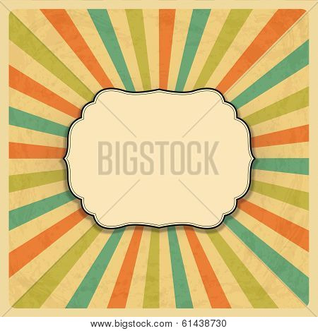 Vector Vintage Sunburst Background with Frame. Illustration