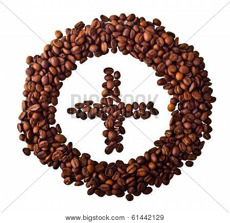 Sight 'Plus' in circle from Coffee beans