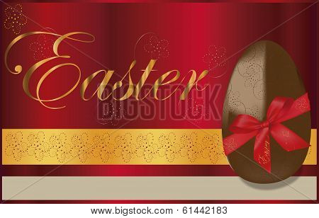chocolat easter egg background  with gold motiv