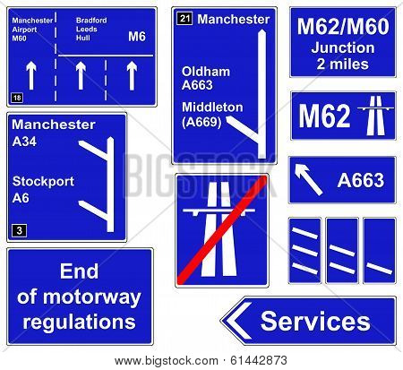 Motorway regulations signs collage