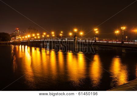 Evening shot of promenade on the river Kalmius