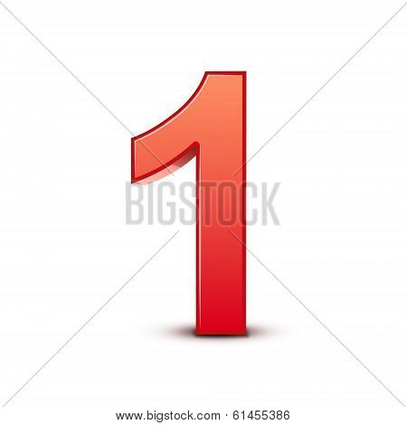 3D Shiny Red Number 1