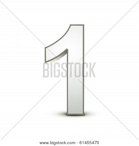 3D Shiny Silver Number 1