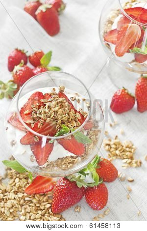 Yogurt With Granola And Strawberry