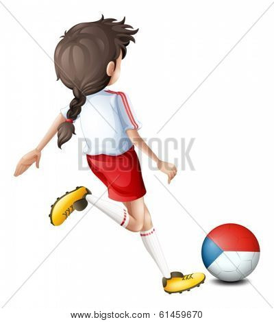 Illustration of a female athlete using the ball with the Czech Republic flag on a white background
