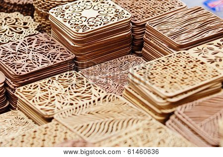 Wooden pads in the handicraft mart