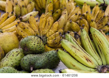 Guyabano And Banana On The Market In Galle, Sri Lanka