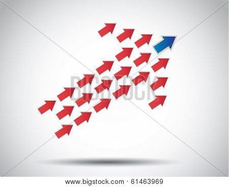 Colorful Arrow Of Arrows Moving Up Lead By Blue Arrow Leading