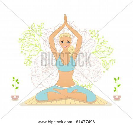 Beautiful Woman Doing Youga Exercises