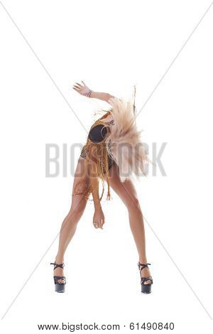 Pj-dance, young beautiful dancer posing on a studio