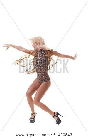 Pj-dance, young beautiful dancer posing on a studio