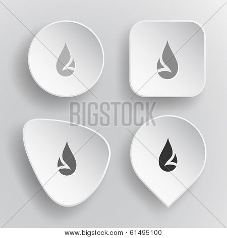 Drop. White flat vector buttons on gray background.