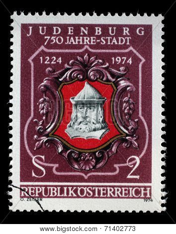 AUSTRIA - CIRCA 1974: stamp printed by Austria, shows Seal of Judenburg, circa 1974