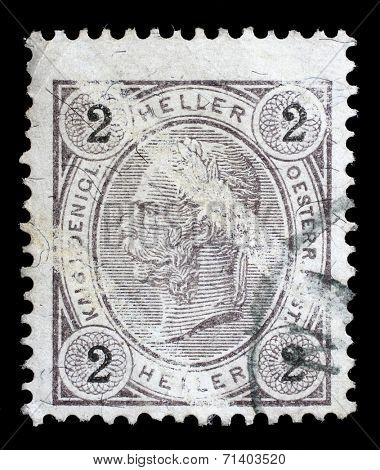AUSTRIA - CIRCA 1907: stamp printed by Austria, shows Emperor Franz Joseph, circa 1907