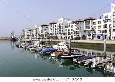 AGADIR, MOROCCO - AUGUST 27: View of the luxurious Marina district on 27 August 2014 in Agadir, Morocco.