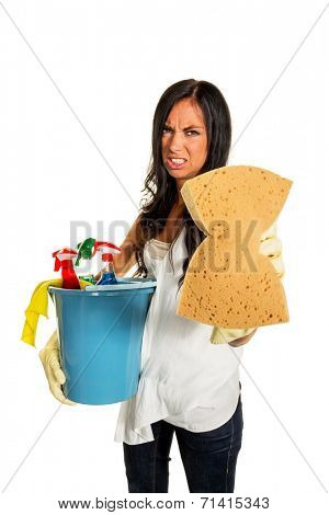 a young woman annoyed that they have to do the house cleaning.