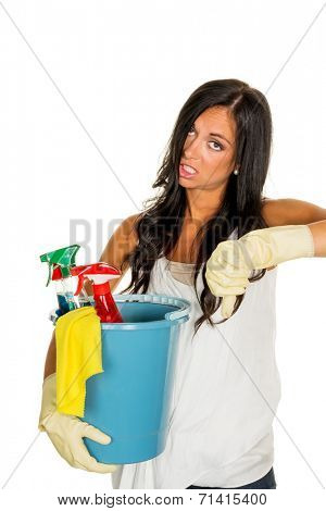 a young woman annoyed that they have to do the house cleaning.