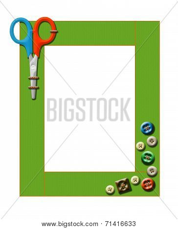 Art Children's Frame With Scissors. Isolated