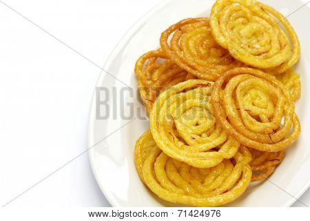  jalebi indian sweet isolated on white background 