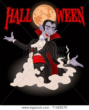 Illustration of very cute vampire on Halloween background