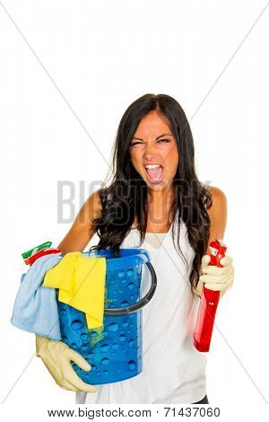 a young woman annoyed that they have to do the house cleaning.