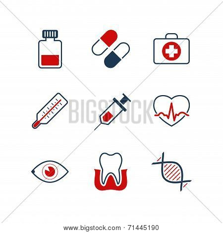 Medicine simple vector icon set