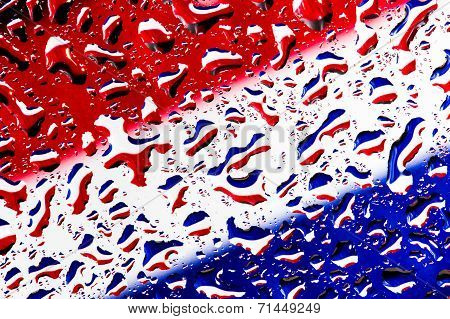 Thai Flag Under Water Droplet Background