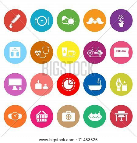 Health Behavior Flat Icons On White Background