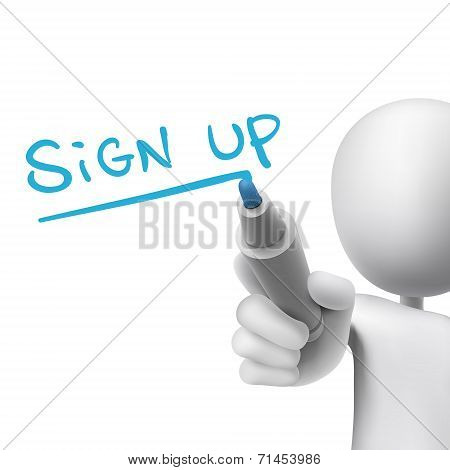Sign Up Words Written By 3D Man
