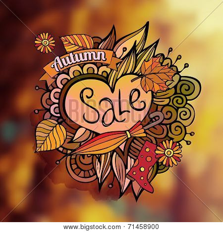 Vector decorative autumn sale blurred background