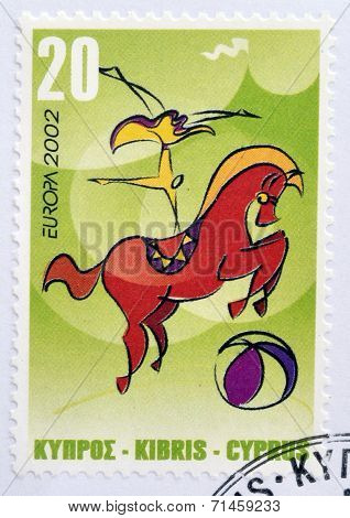 CYPRUS - CIRCA 2002: A stamp printed in Cyprus dedicated to circus circa 2002