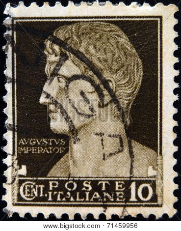 ITALY - CIRCA 1929: A stamp printed in Italy shows Augustus Caesar circa 1929